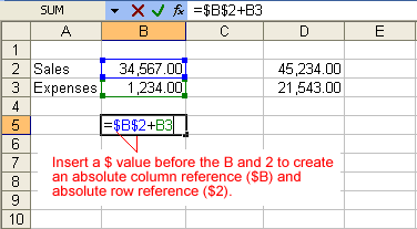 Insert $ Values to Indicate an Absolute Reference