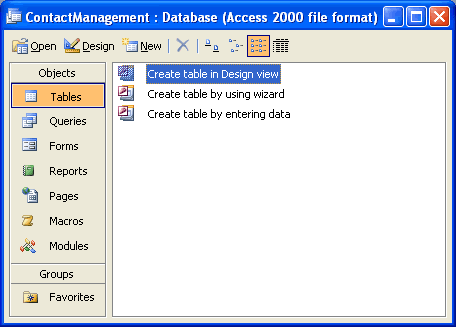 Access Database Window