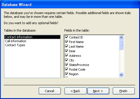 Database Wizard - Screen 2