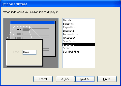 Database Wizard - Screen 3