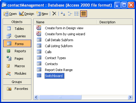 Forms Object and Switchboard Form