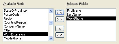 Select Fields to be Included in the Query