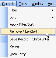 Remove Filter/Sort option in the Records Menu
