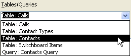 Tables/Queries drop-down in Simple Query Wizard