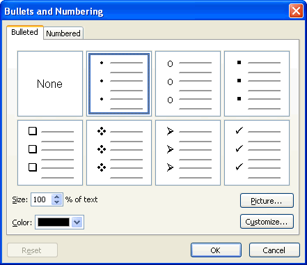 helpndoc list bullet style