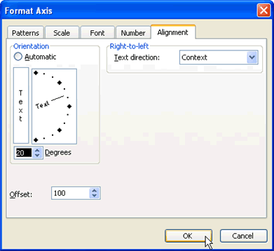 Format Axis Alignment dialog box