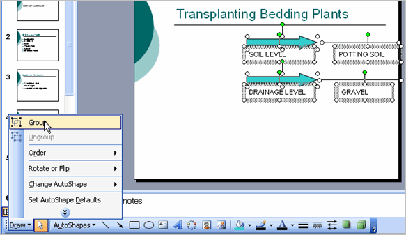 PowerPoint 2003: Grouping and Ungrouping Objects on a Slide