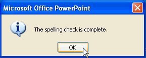 Spelling Check Complete dialog box