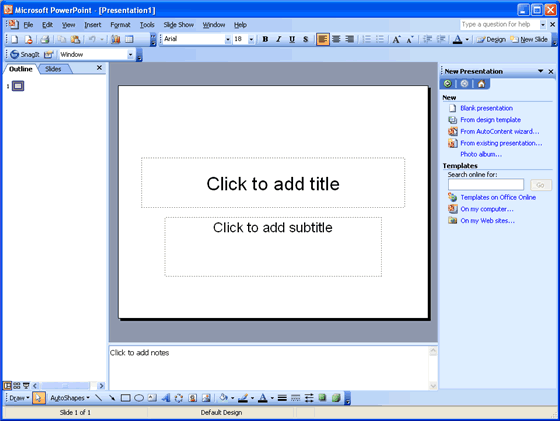 PowerPoint 2003: The PowerPoint Window